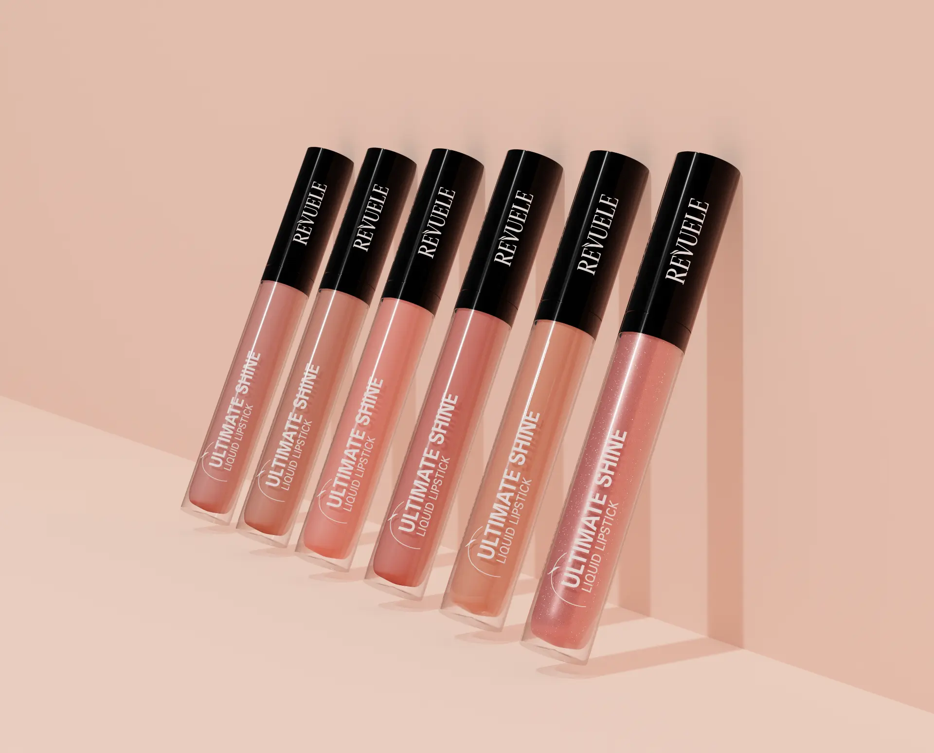 REVUELE Ultimate Shine Liquid Lipstick shade range campaign visual