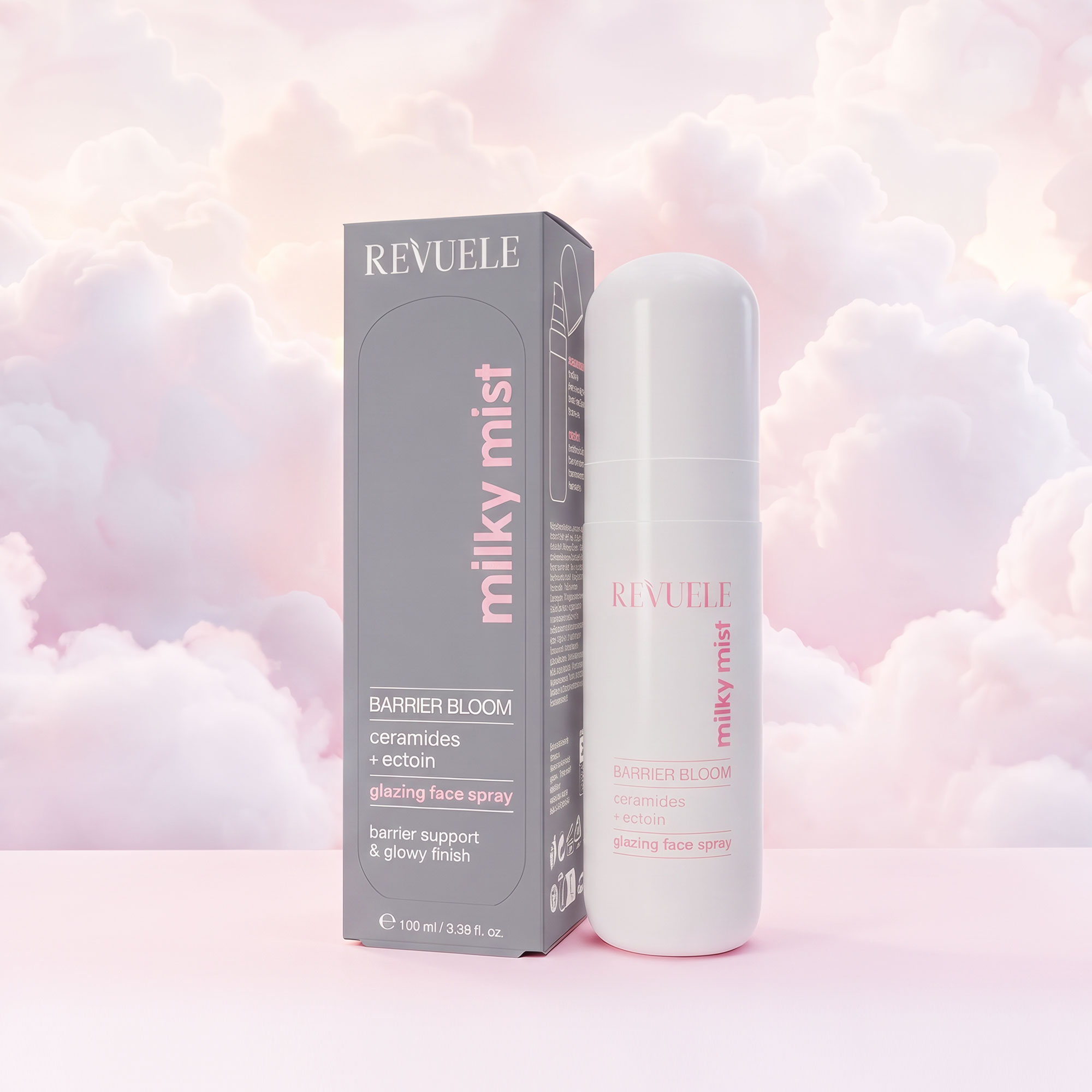 MILKY MIST REVUELE BARRIER BLOOM MILKY FACE MIST — packshot in use