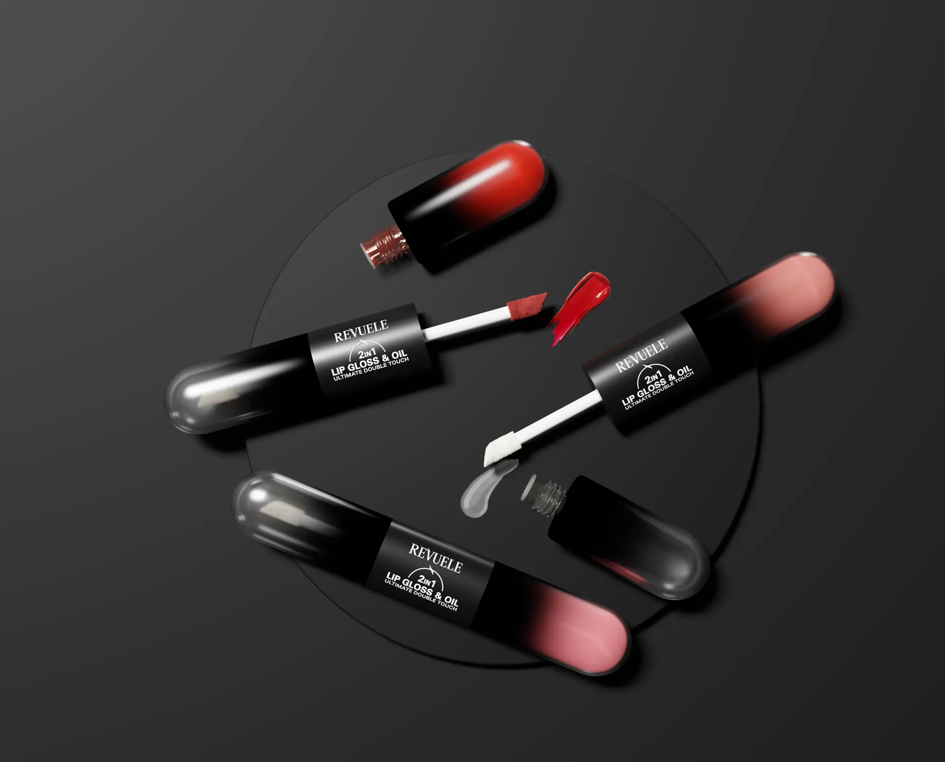 REVUELE 2 in 1 Lip Gloss & Oil Ultimate Double Touch campaign visual
