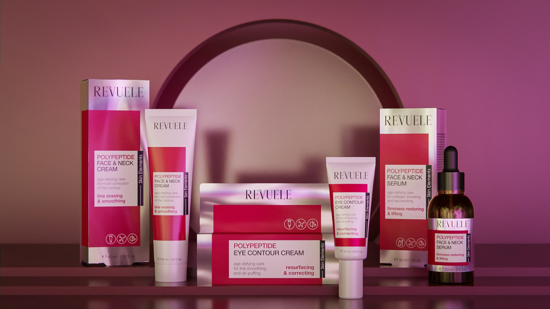 REVUELE Polypeptide line — Face & Neck Cream, Face & Neck Serum and Eye Contour Cream