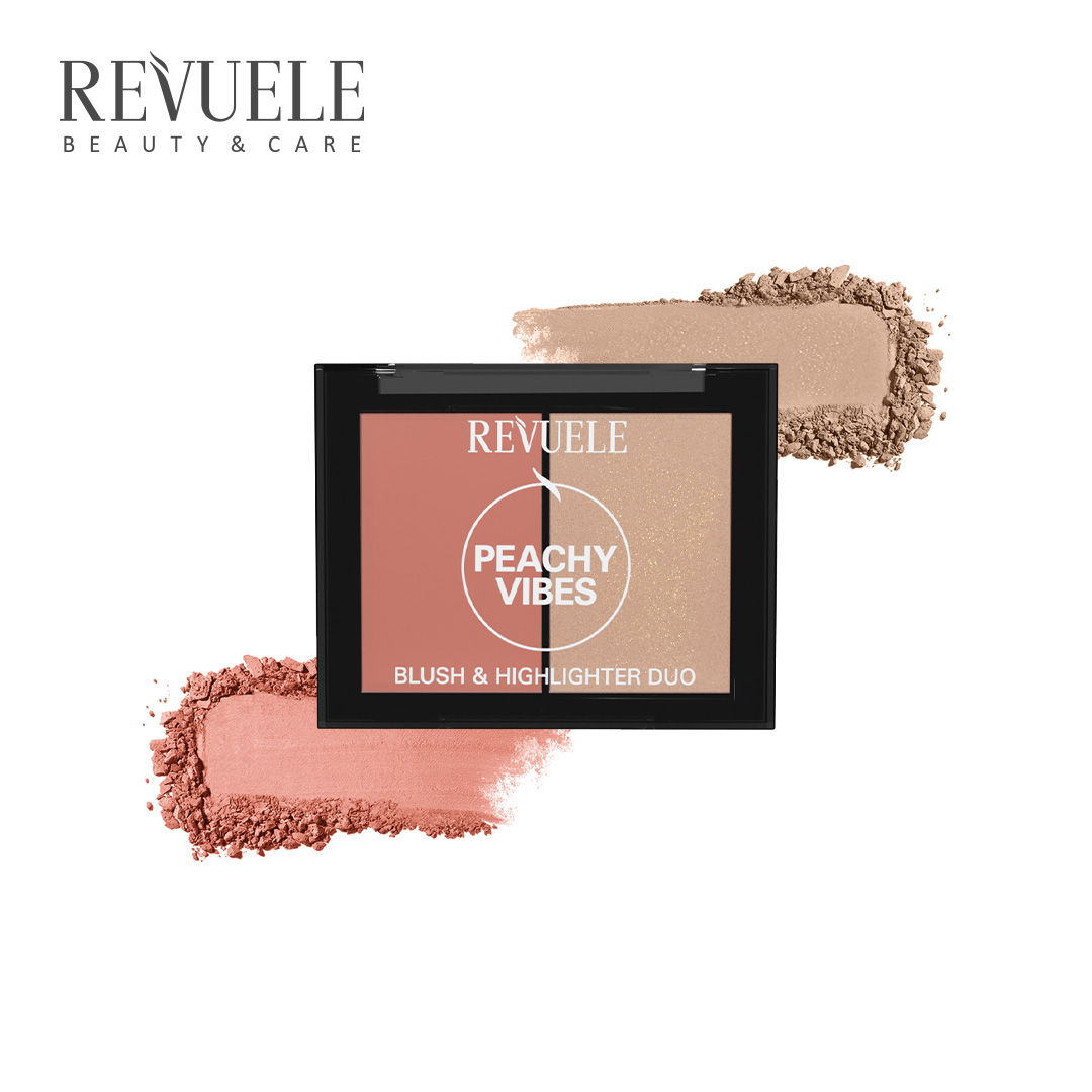 BLUSH & HIGHLIGHTER DUO Peachy Vibes — packshot in use