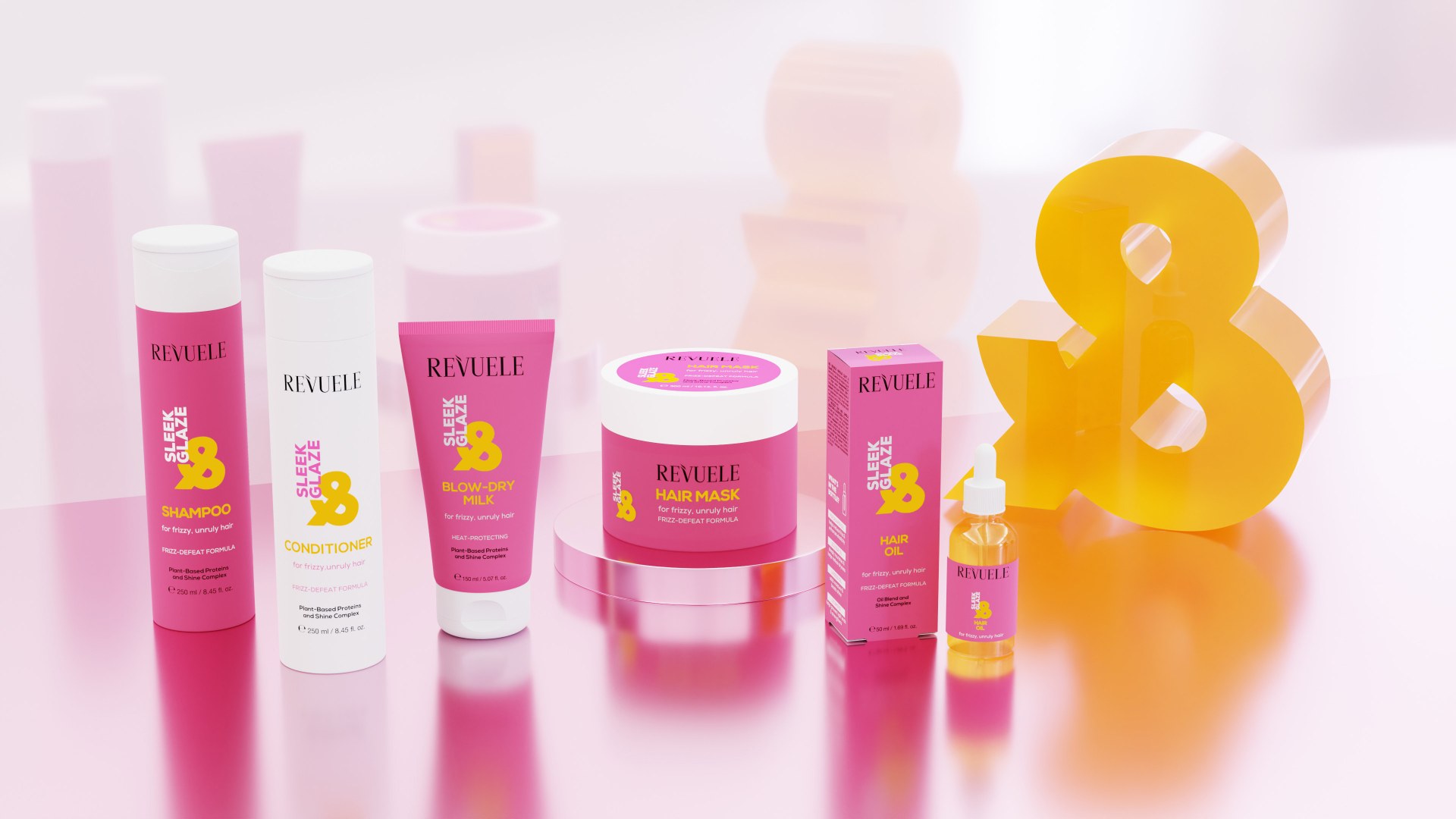 REVUELE SLEEK & GLAZE product line-up