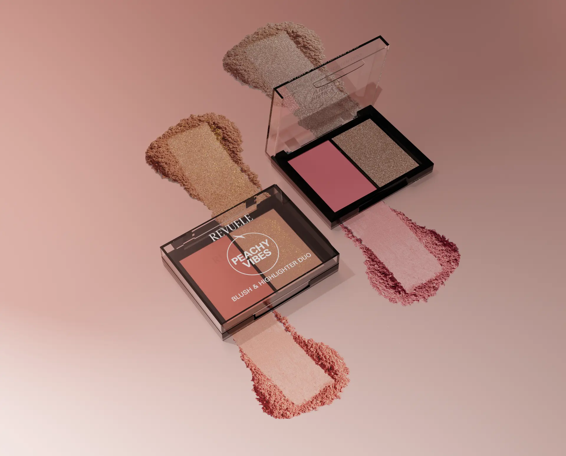 REVUELE Blush & Highlighter Duo palettes campaign visual