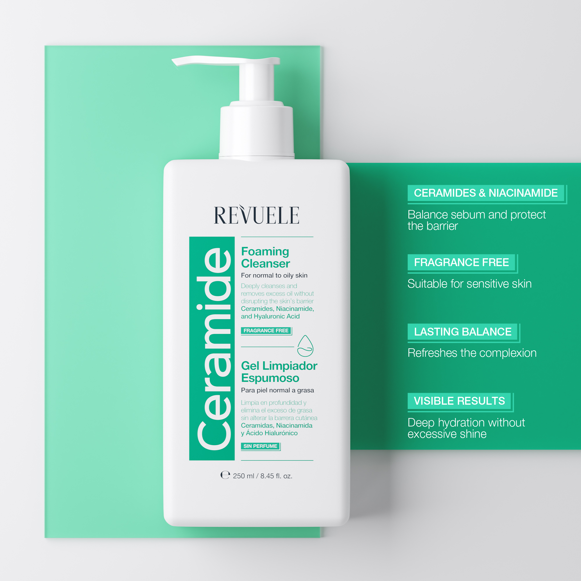 CERAMIDE OIL-CONTROL Foaming Cleanser — packshot in use