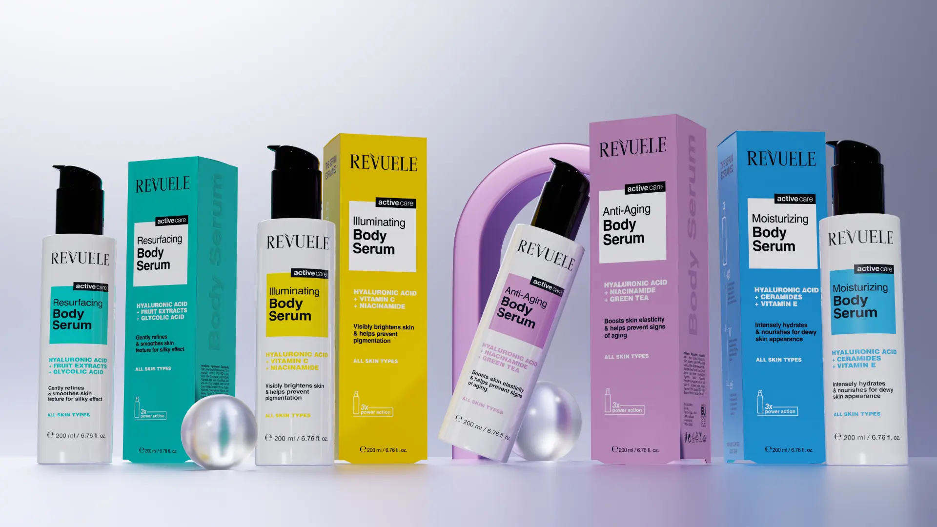 REVUELE Active Care Body Serums line