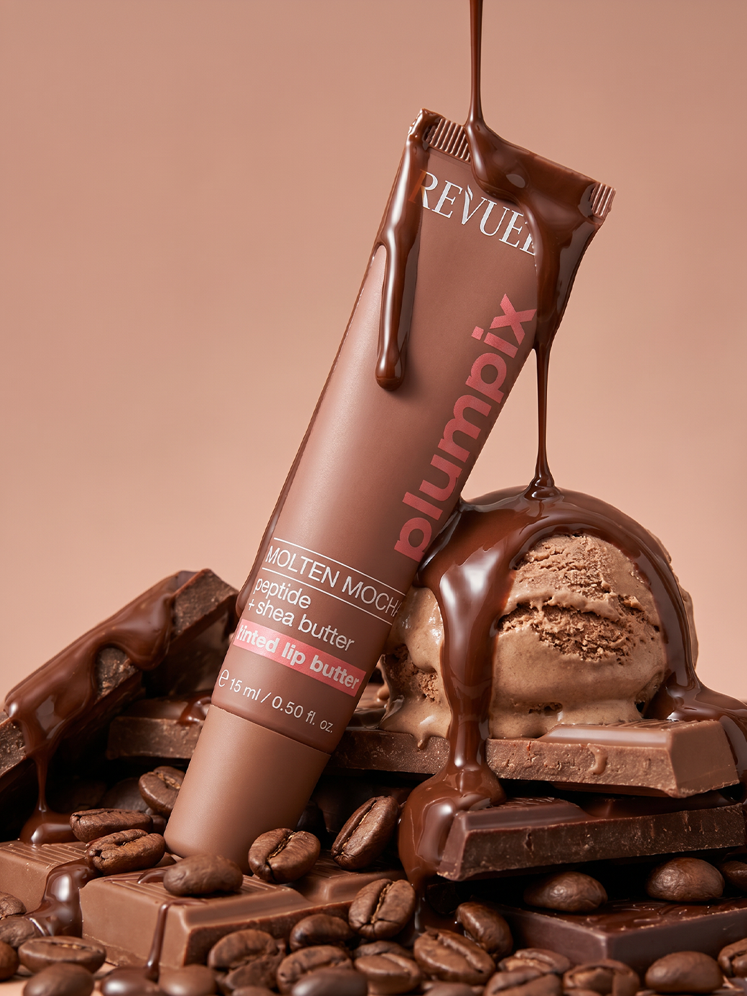 LIP BUTTERS PLUMPIX Molten Mocha — packshot in use