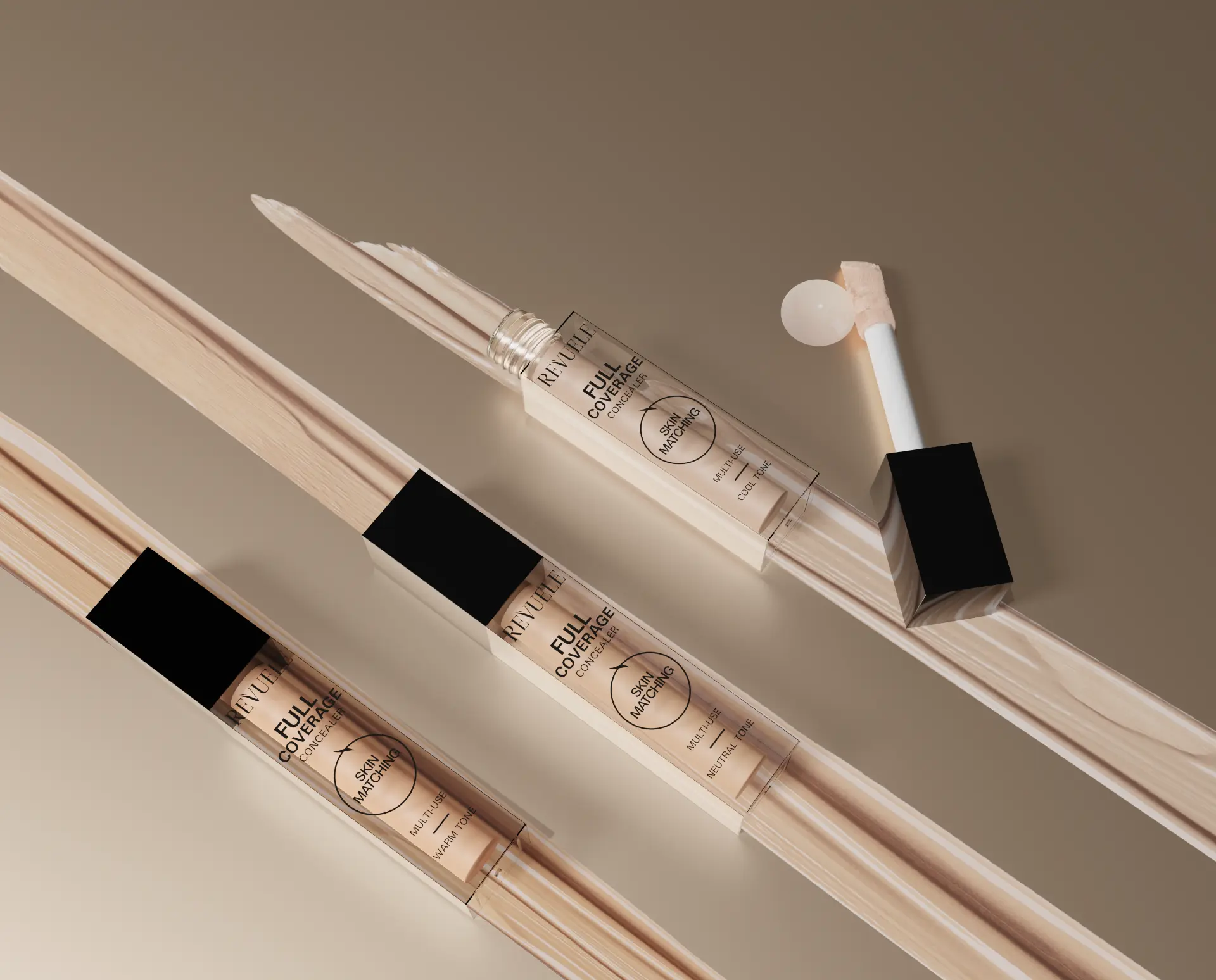 REVUELE Full Coverage Concealer skin matching tones campaign visual