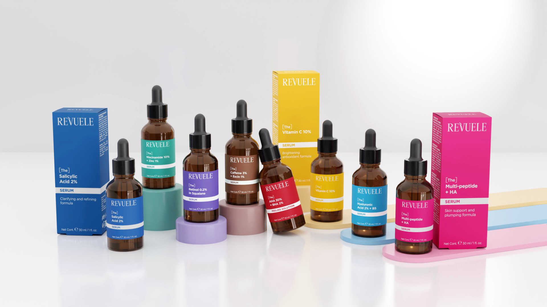 REVUELE [The] Serums line — eight targeted serums at effective concentrations