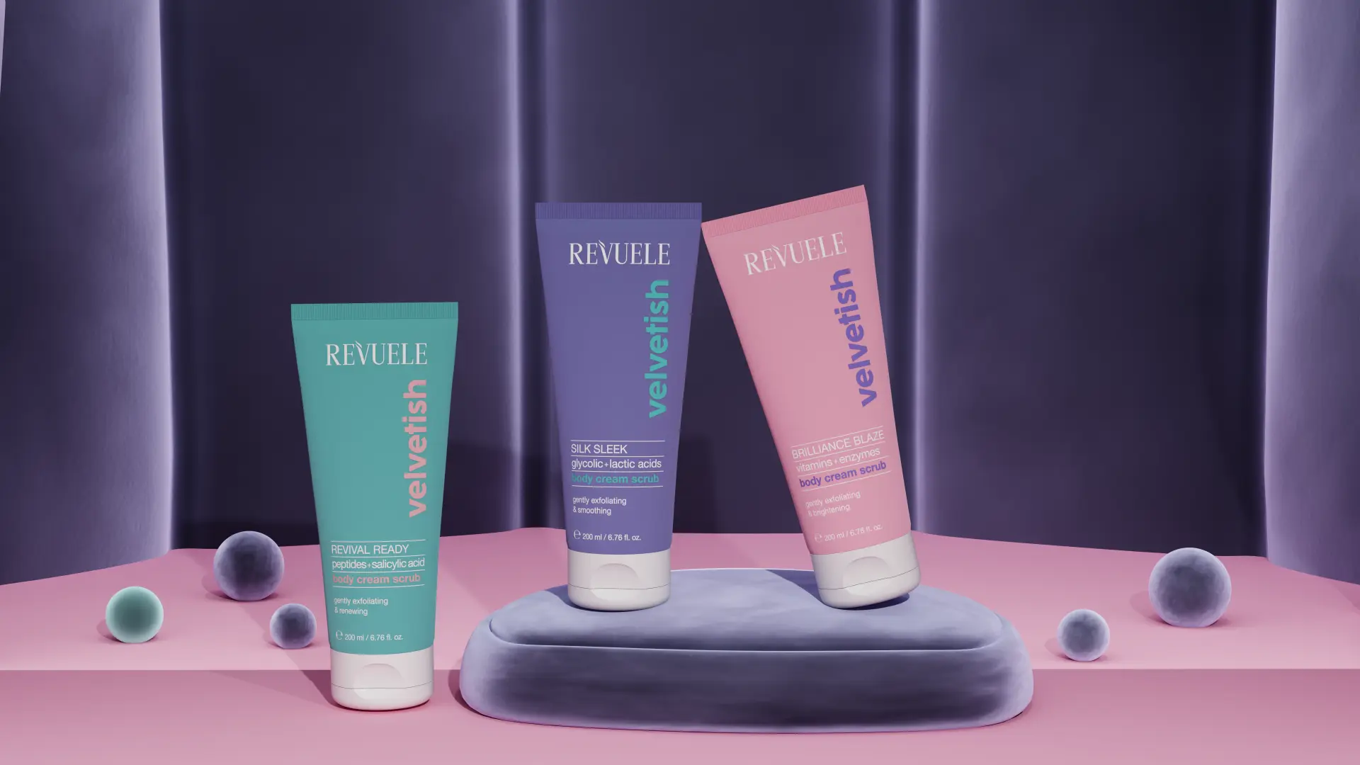 REVUELE VELVETISH body cream scrubs