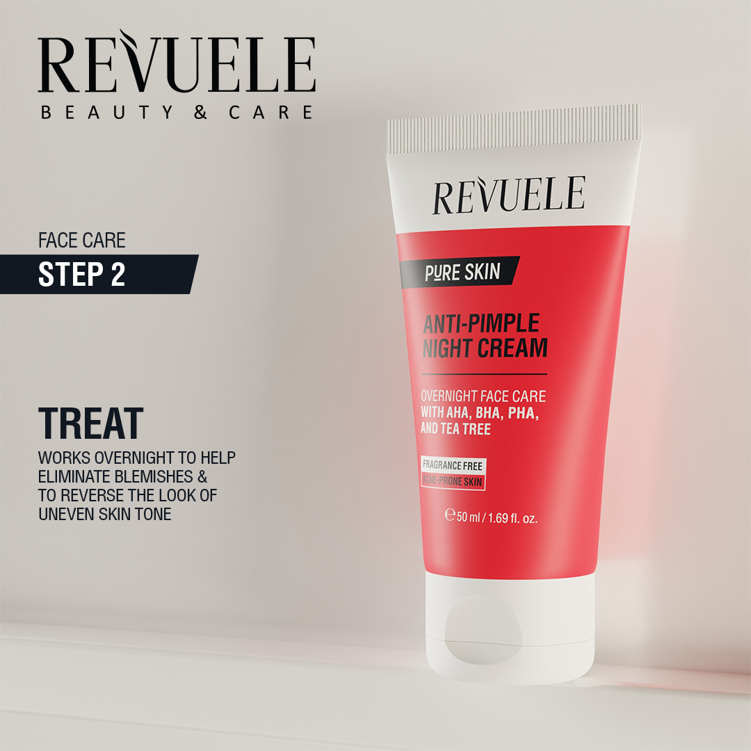 PURE SKIN ANTI-PIMPLE Night Cream — packshot in use