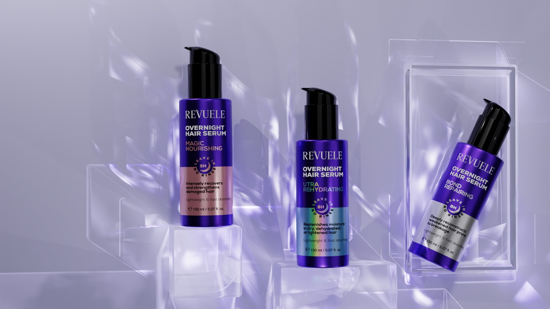 REVUELE OVERNIGHT HAIR SERUM product line-up