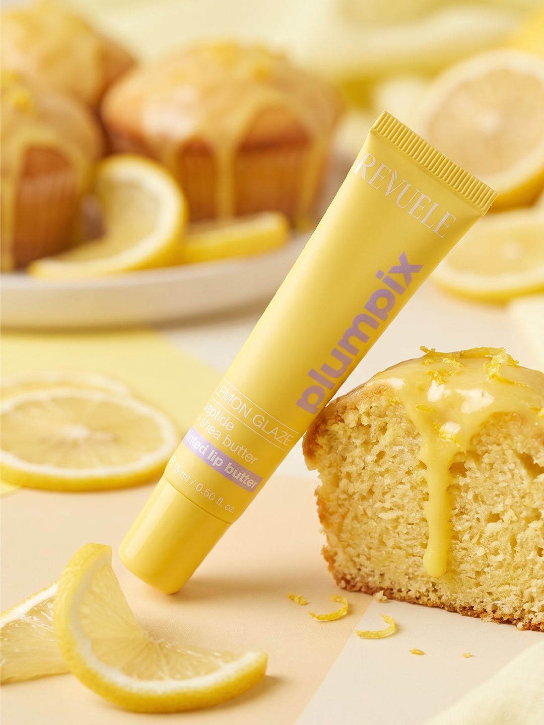 LIP BUTTERS PLUMPIX Lemon Glaze — packshot in use