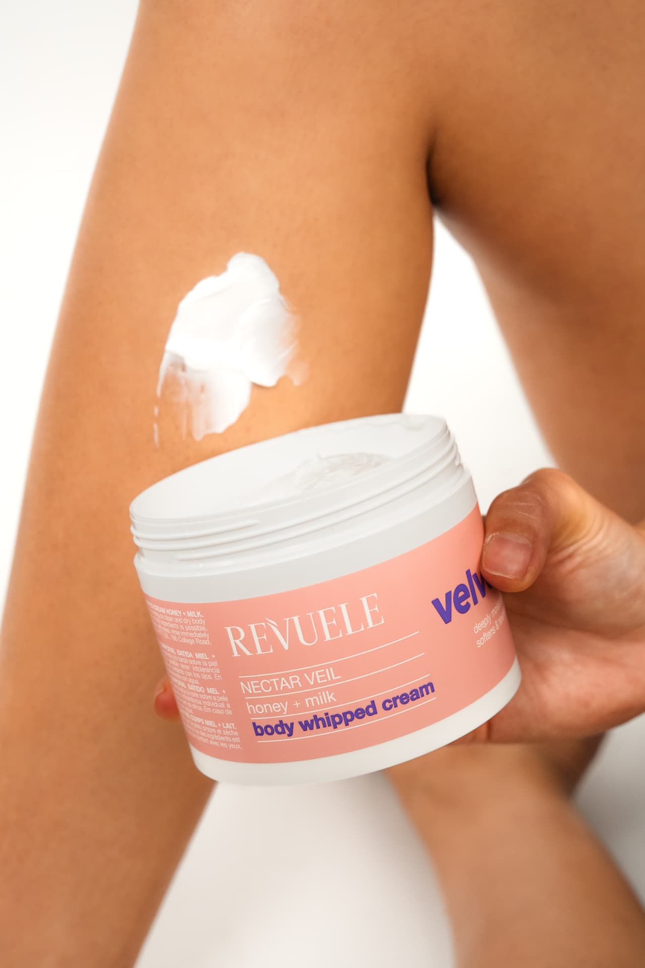 VELVETISH WHIPPED CREAMS NECTAR VEIL Honey + Milk — packshot in use