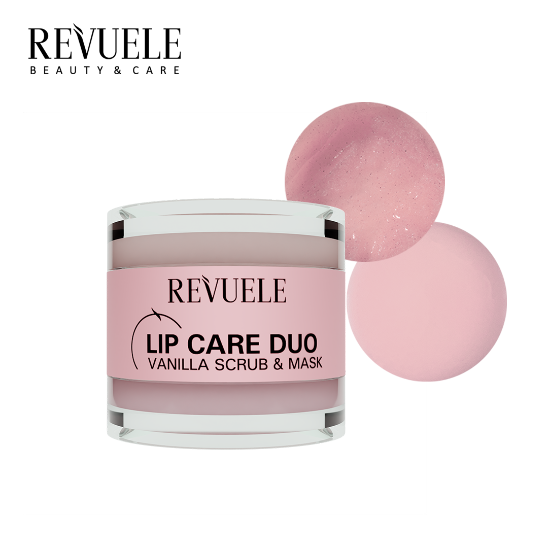 LIP CARE DUO Vanilla Scrub & Mask — packshot in use