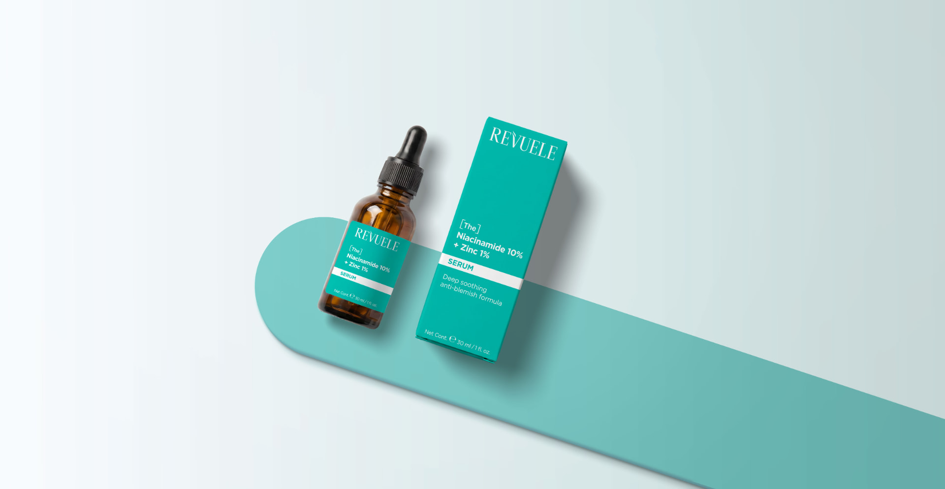 [THE] SERUMS The Niacinamide 10% + Zinc 1% Serum — packshot in use