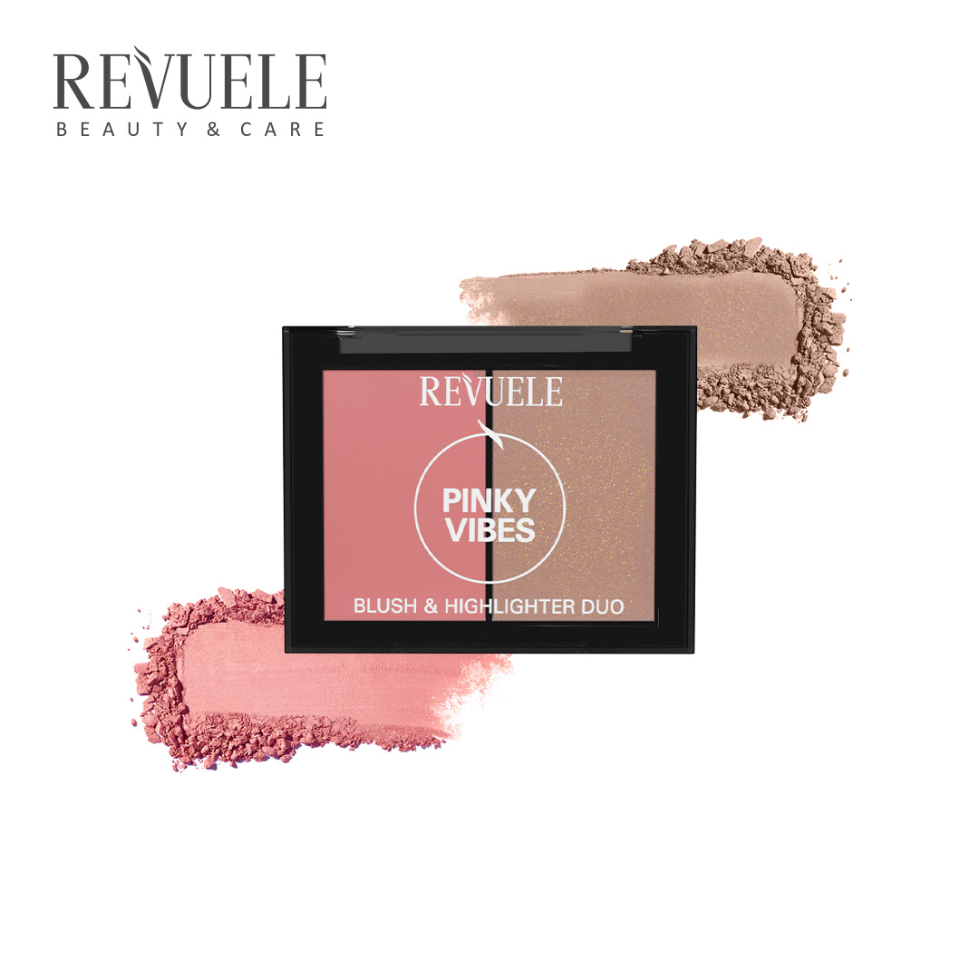 BLUSH & HIGHLIGHTER DUO Pinky Vibes — packshot in use