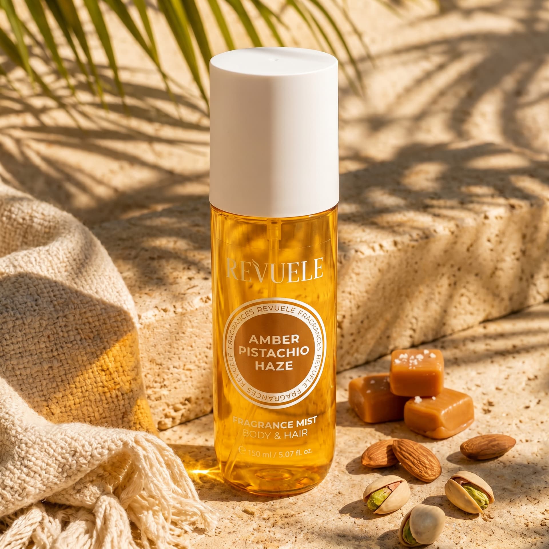 FRAGRANCE BODY MISTS Fragrance Mist Amber Pistachio Haze — packshot in use