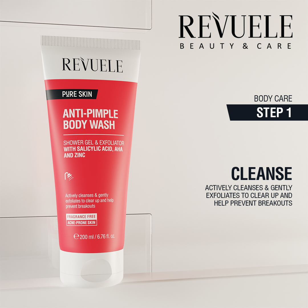 PURE SKIN ANTI-PIMPLE BODY Body Wash — packshot in use
